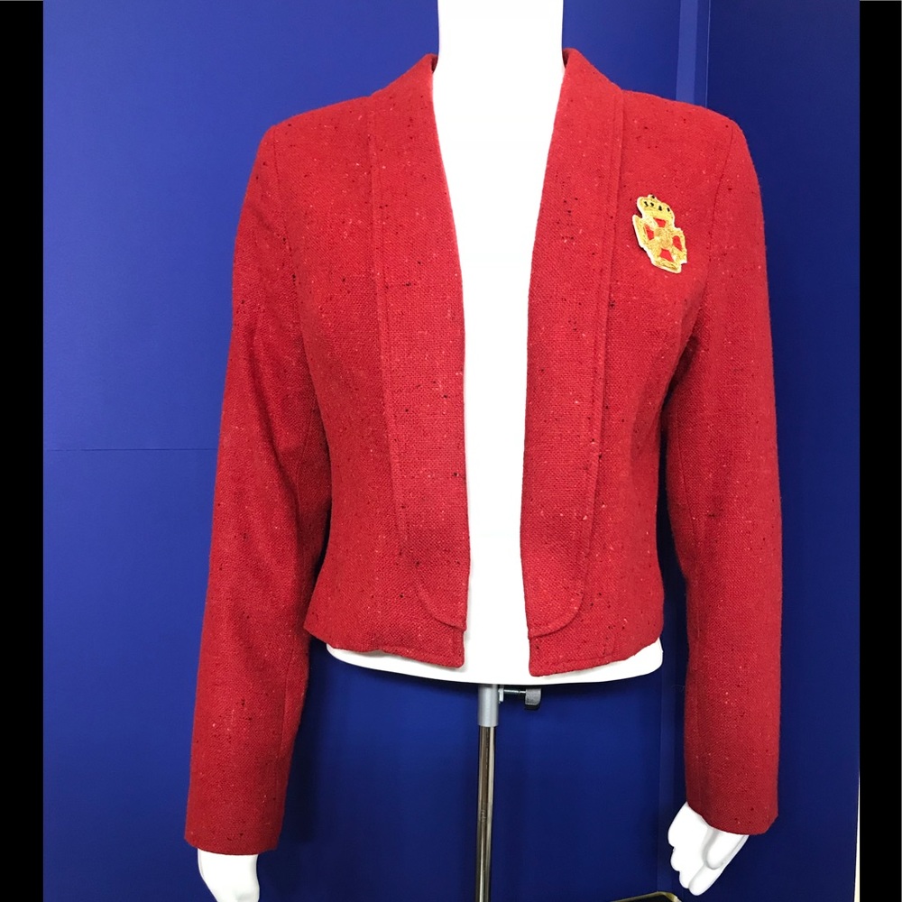 NICK & MO by ANTHRO • Red Tweed Open Blazer / (S)